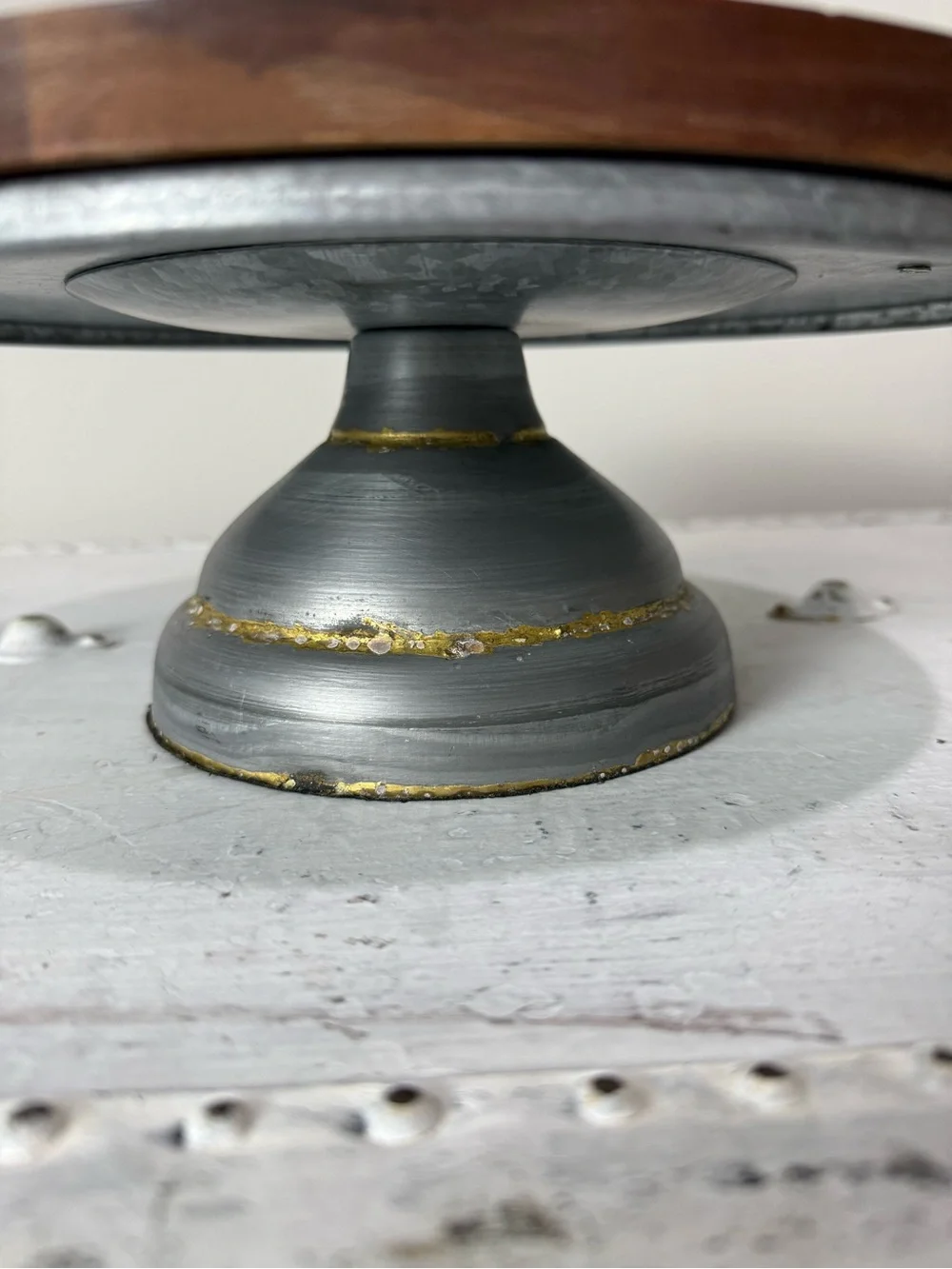 Hearth & Hand With Magnolia Rustic Wooden and Metal Cake Stand